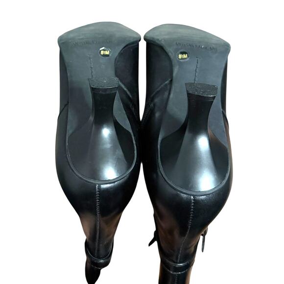 Antonio Melani Black Leather Pointed Toe Kitten Heel Ankle Boots Size 8.5 - Picture 6 of 6